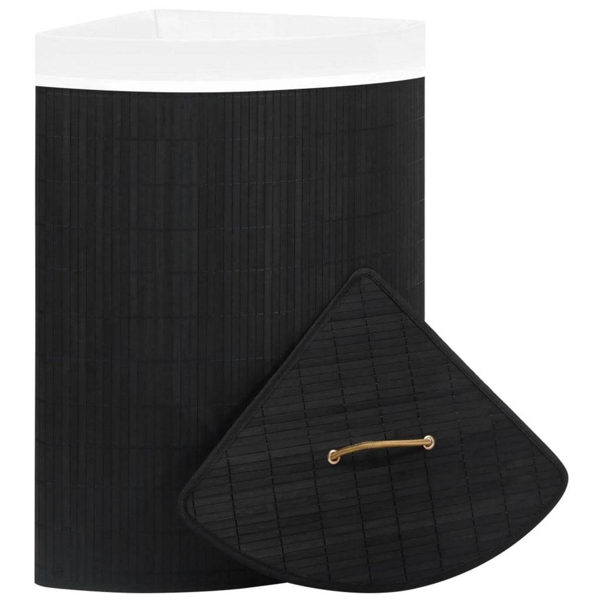 VIDAXL Panier a linge d'angle Bambou Noir 60 L