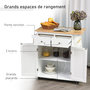 Voir la diapositive 4 : HOMCOM Desserte de cuisine multi rangements 2 tiroirs placard 2 portes avec étagère 3 range-bouteilles porte-torchons MDF hévéa