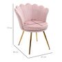 Voir la diapositive 3 : HOMCOM Chaise coquillage chaise design pieds métal dorés effilés velours rose poudré