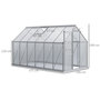Voir la diapositive 3 : OUTSUNNY Serre de jardin aluminium polycarbonate 7,12 m² dim. 3,75L x 1,9l x 2H m lucarne réglable fondation porte coulissante