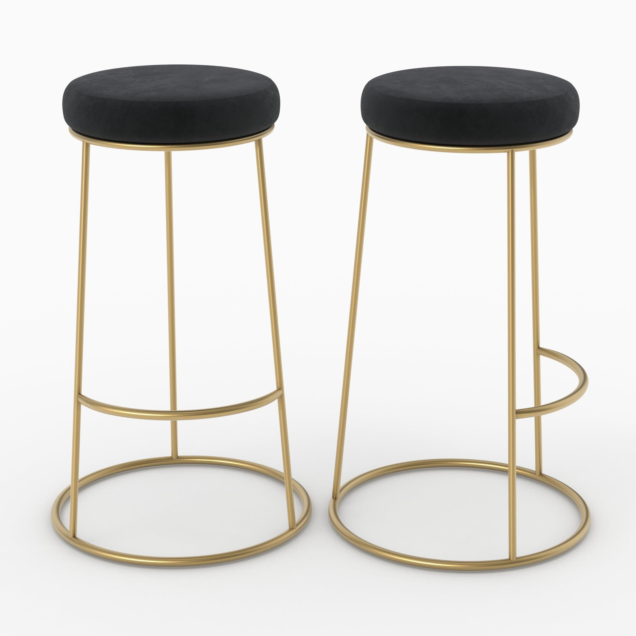 Voir la diapositive 1 : MAISON PAVANE Lot de 2 tabourets de bar 73 cm en velours noir-kendal