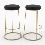Rendez vous déco Lot de 2 tabourets de bar 73 cm en velours noir-Kendal