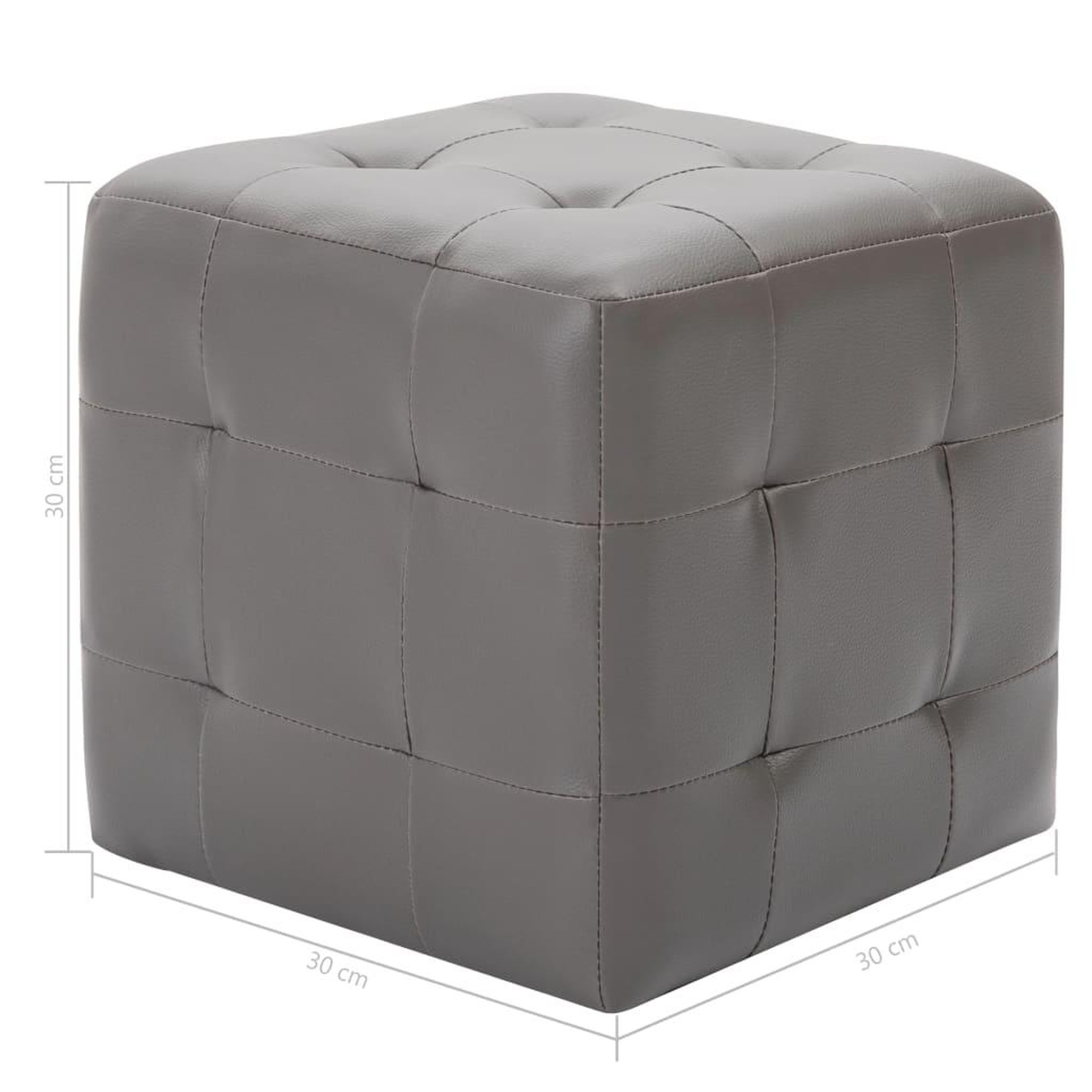 Voir la diapositive 5 : VIDAXL 2 pcs Poufs Gris 30 x 30 x 30 cm Similicuir