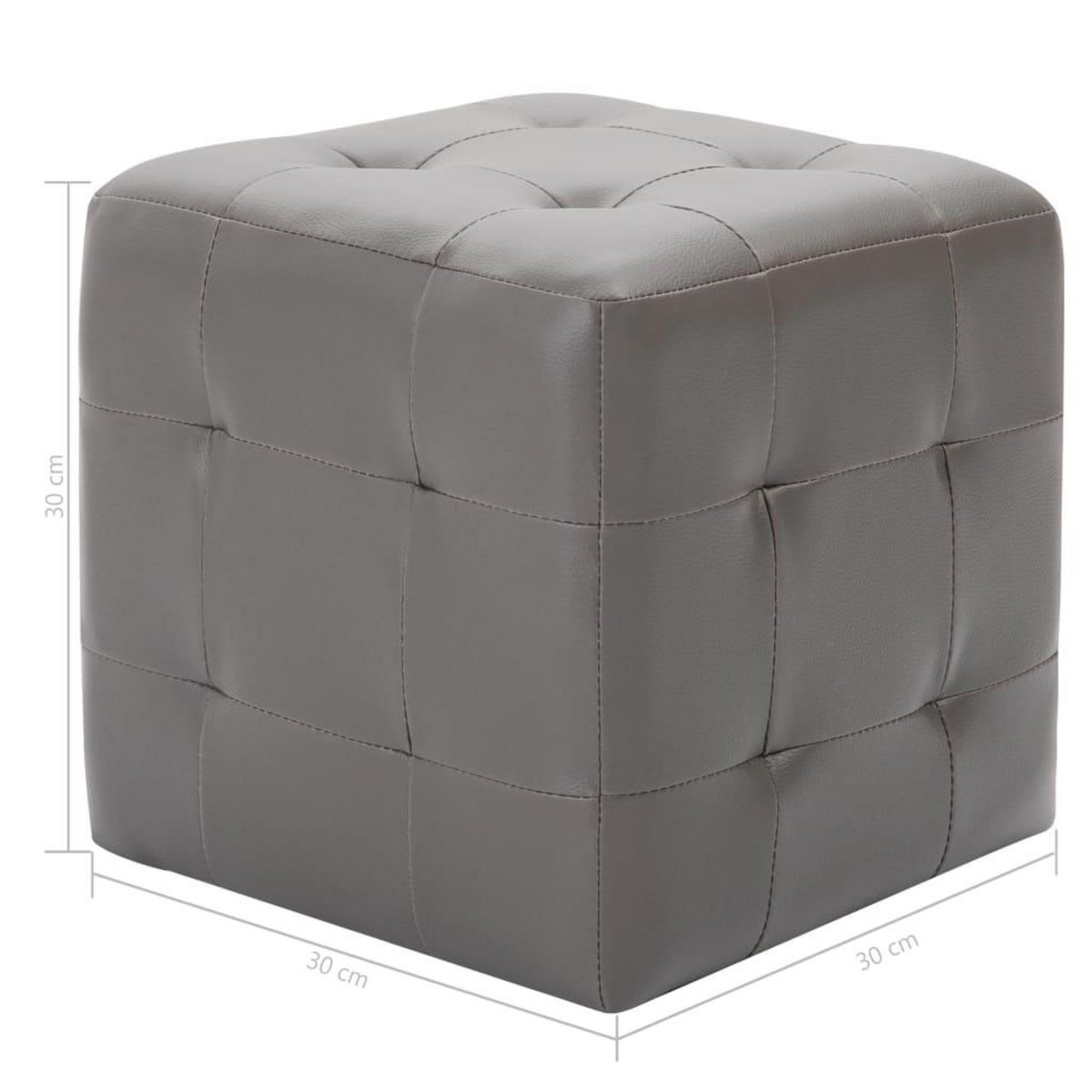 VIDAXL 2 pcs Poufs Gris 30 x 30 x 30 cm Similicuir