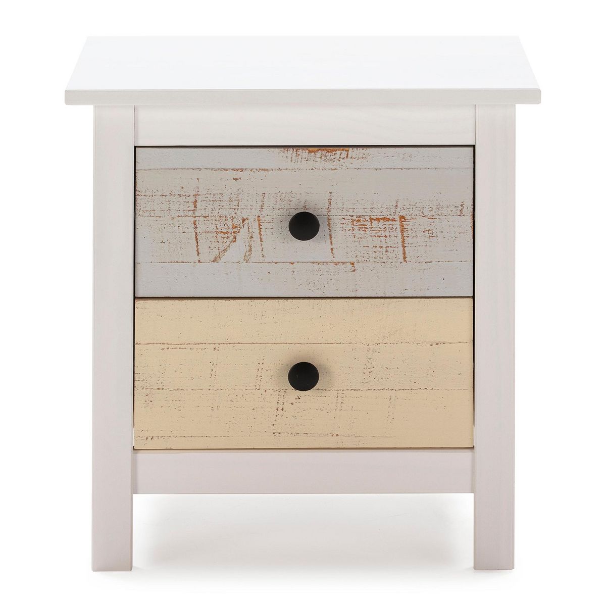 VS VENTA-STOCK Table de Chevet 2 tiroirs Magda, dans Les tiroirs Blancs et Multicolors