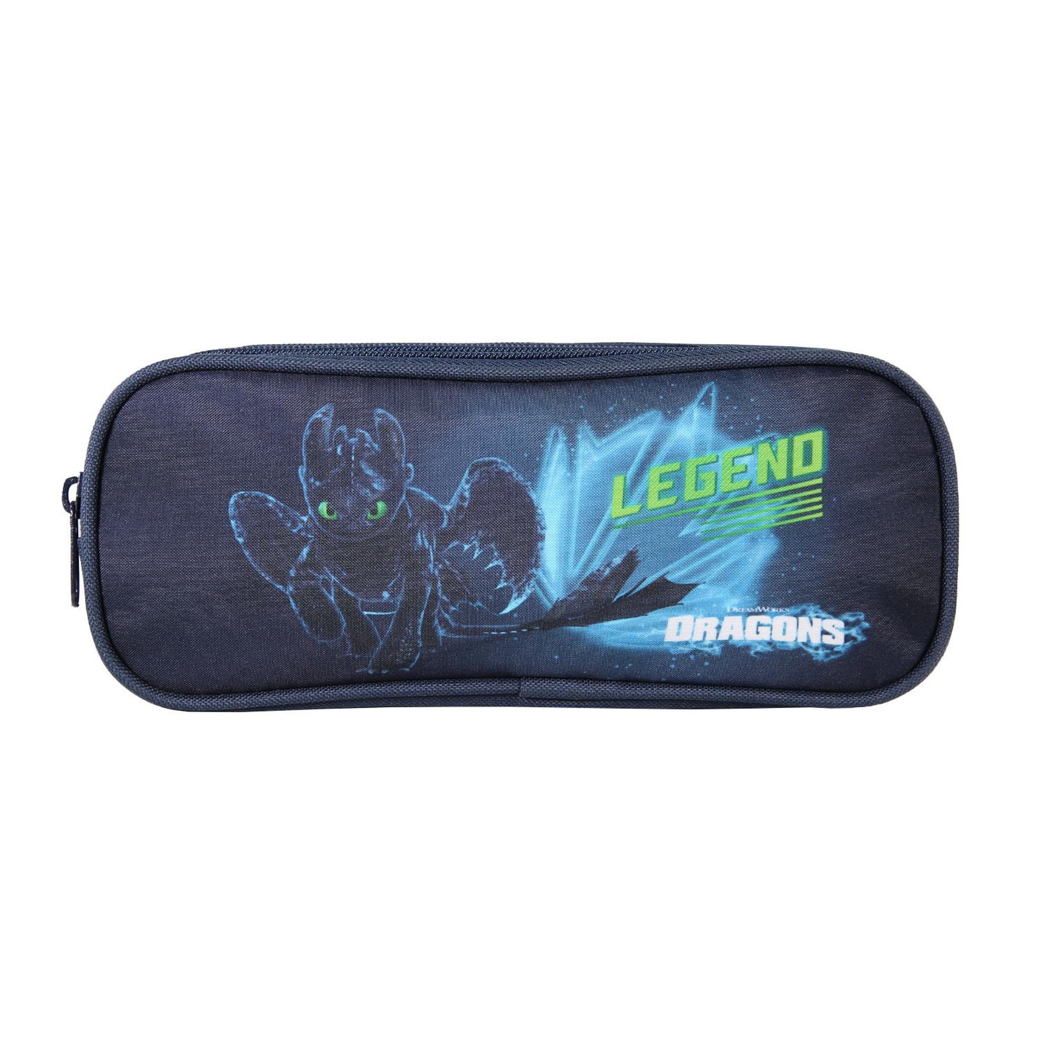 Bagtrotter Dragons - Trousse Scolaire Rectangulaire - Bleu - Garçon - 2 Compartiments