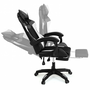 Voir la diapositive 3 : ID MARKET Fauteuil de gaming ALEX réglable avec repose-pied, coussin de tête et coussin lombaire noir blanc et gris