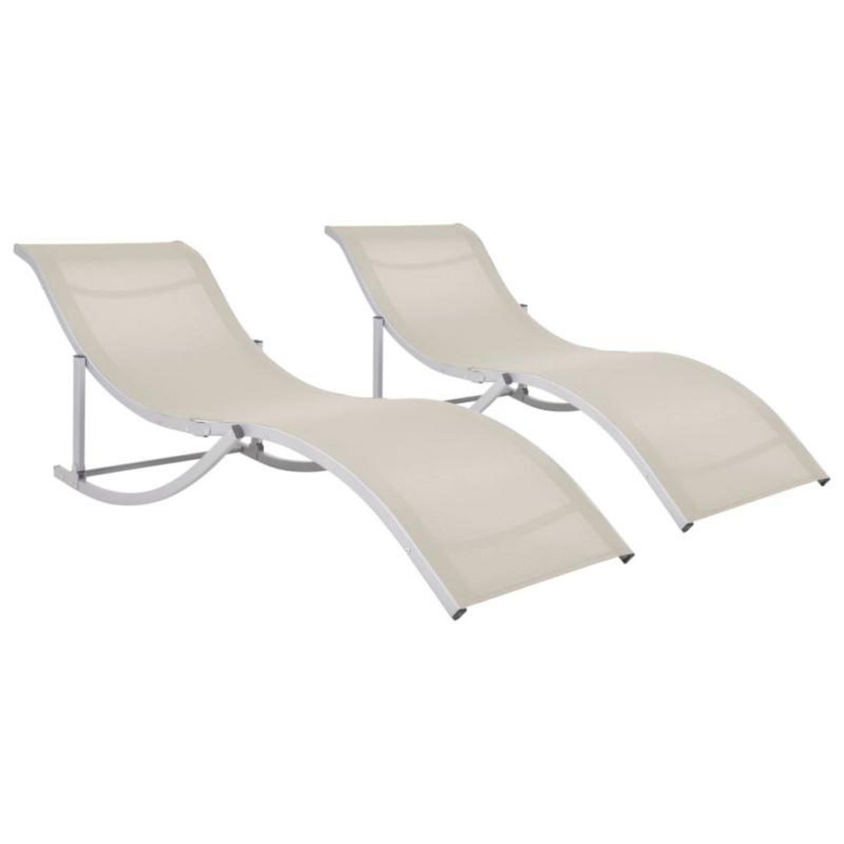 VIDAXL Chaises longues pliables lot de 2 Crème Textilène