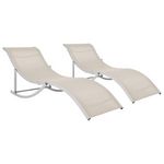 VIDAXL Chaises longues pliables lot de 2 Crème Textilène
