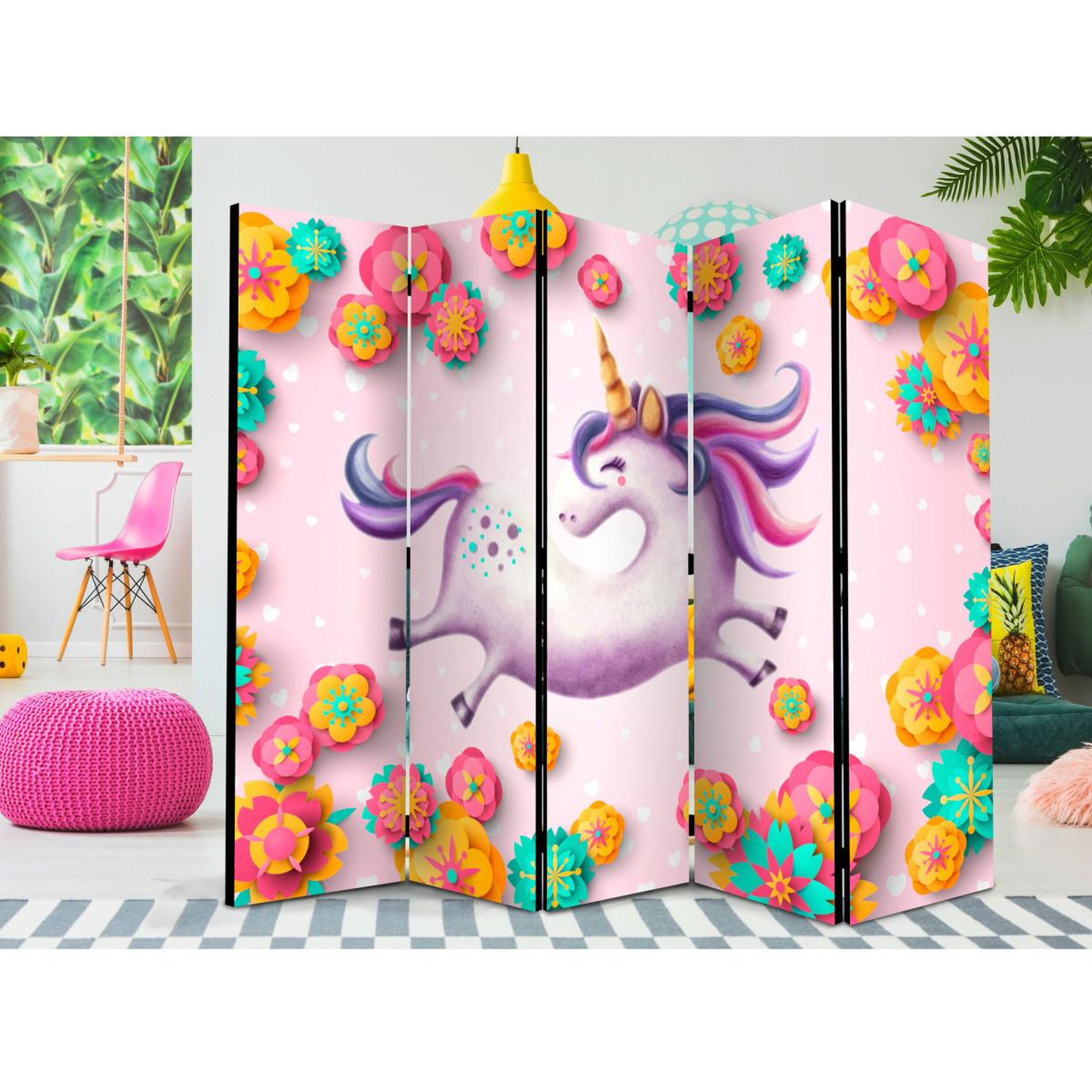 Voir la diapositive 2 : Paris Prix Paravent 5 volets  lithe unicorn  172x225cm