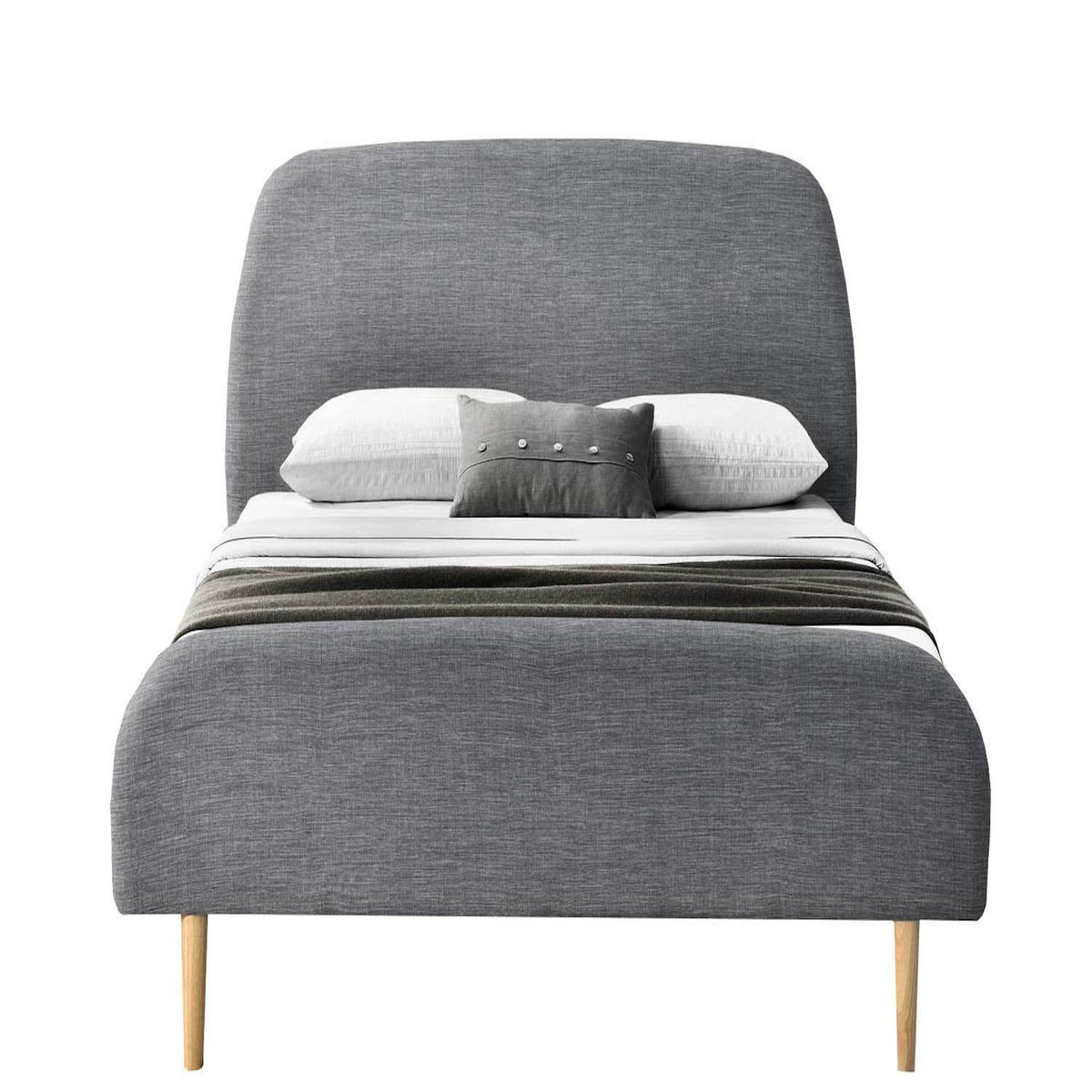 CONCEPT USINE Lit 140 x 190 cm en tissu gris clair SANDVIK
