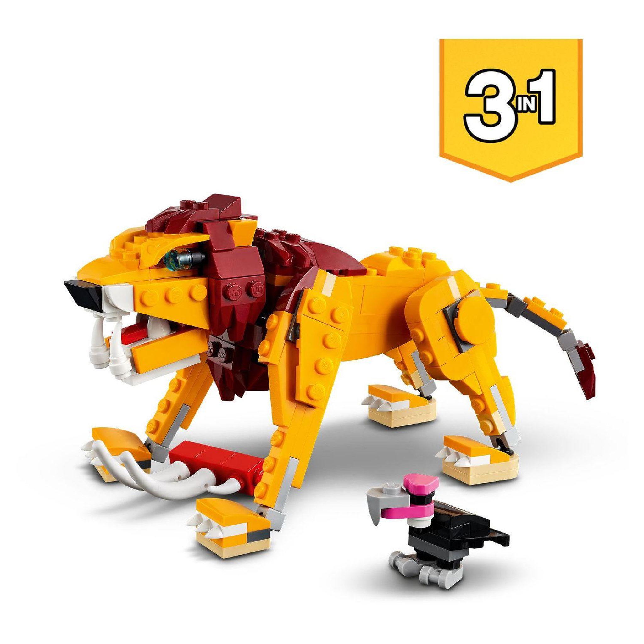 Voir la diapositive 3 : LEGO Creator 31112 - Le lion sauvage 3 en 1