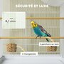 Voir la diapositive 4 : PAWHUT Cage à oiseau 4 portes 2 perchoirs 2 mangeoires plateau coulissant poignée blanc