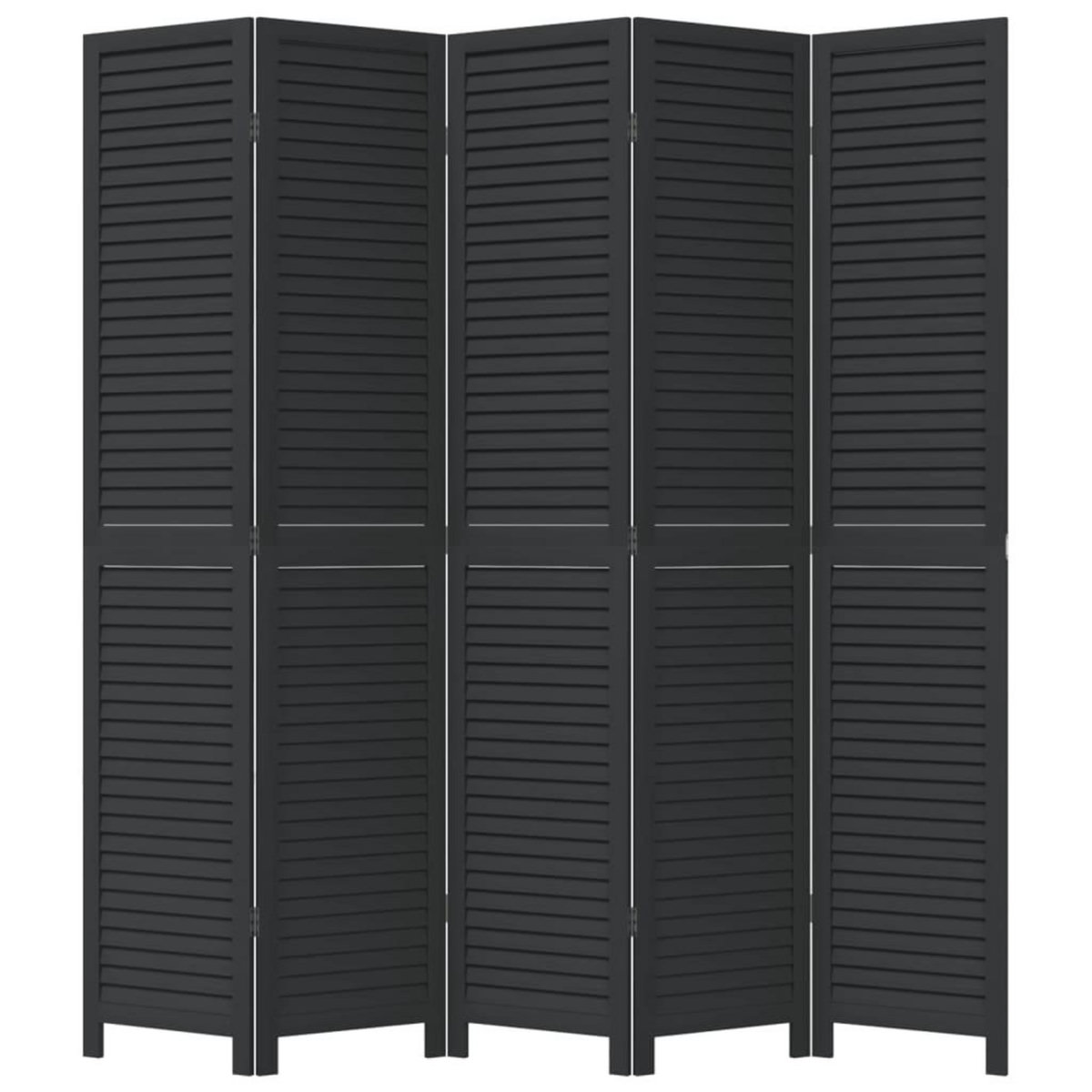 VIDAXL Cloison de separation 5 panneaux noir bois de paulownia massif