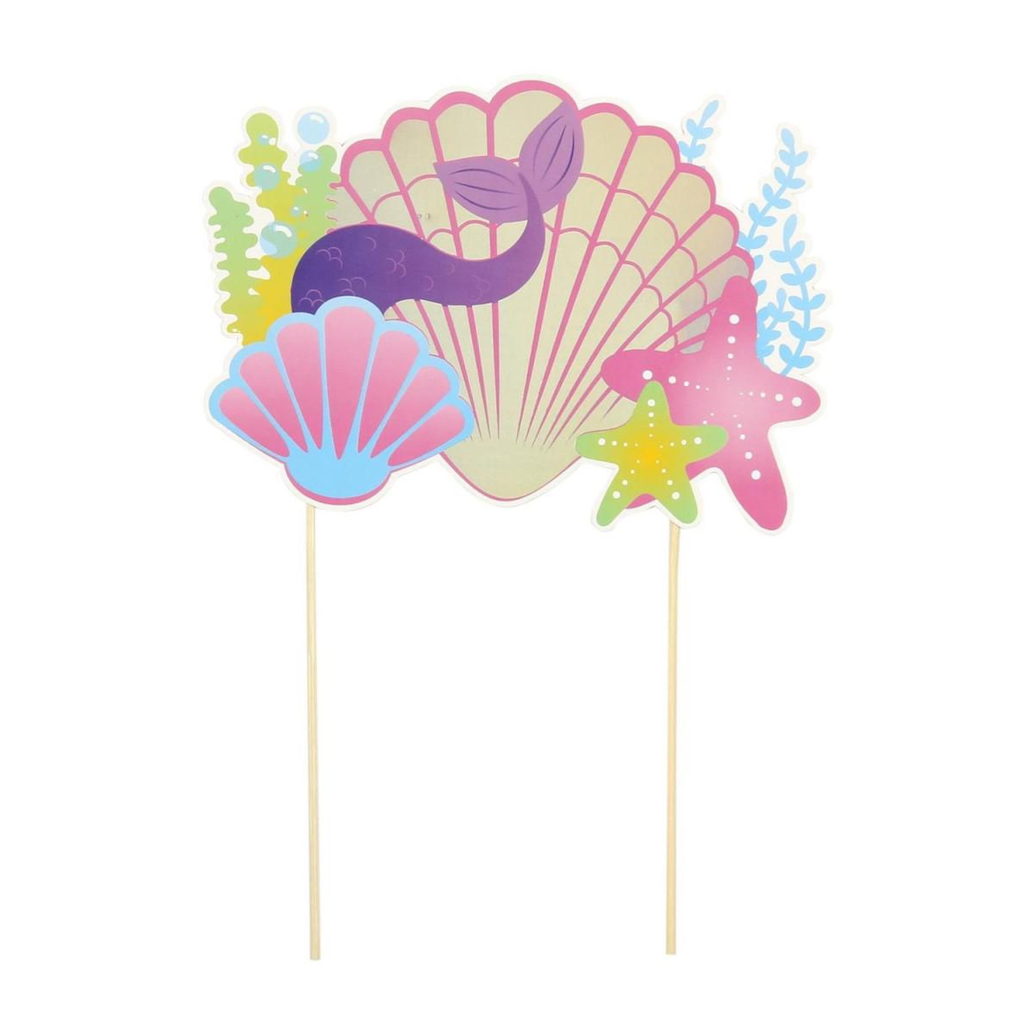 Voir la diapositive 3 : PARTY TIME Lot de 2 Décorations de Gâteaux  Sirène  28cm Multicolore