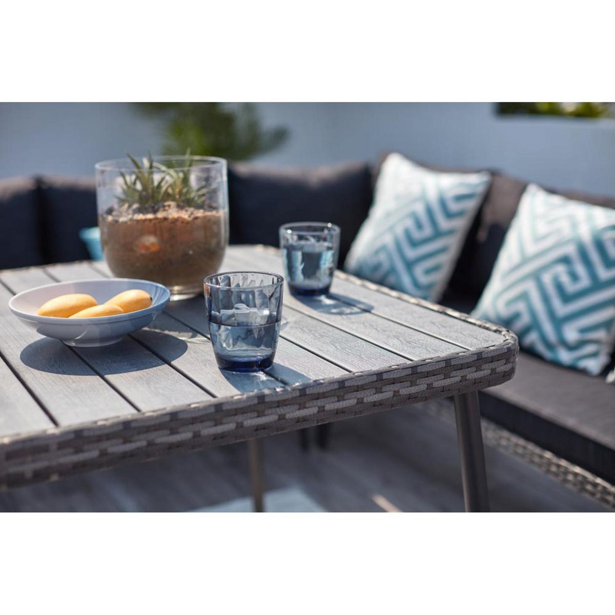 CONCEPT USINE Salon de jardin 9 places en résine gris BARACOA