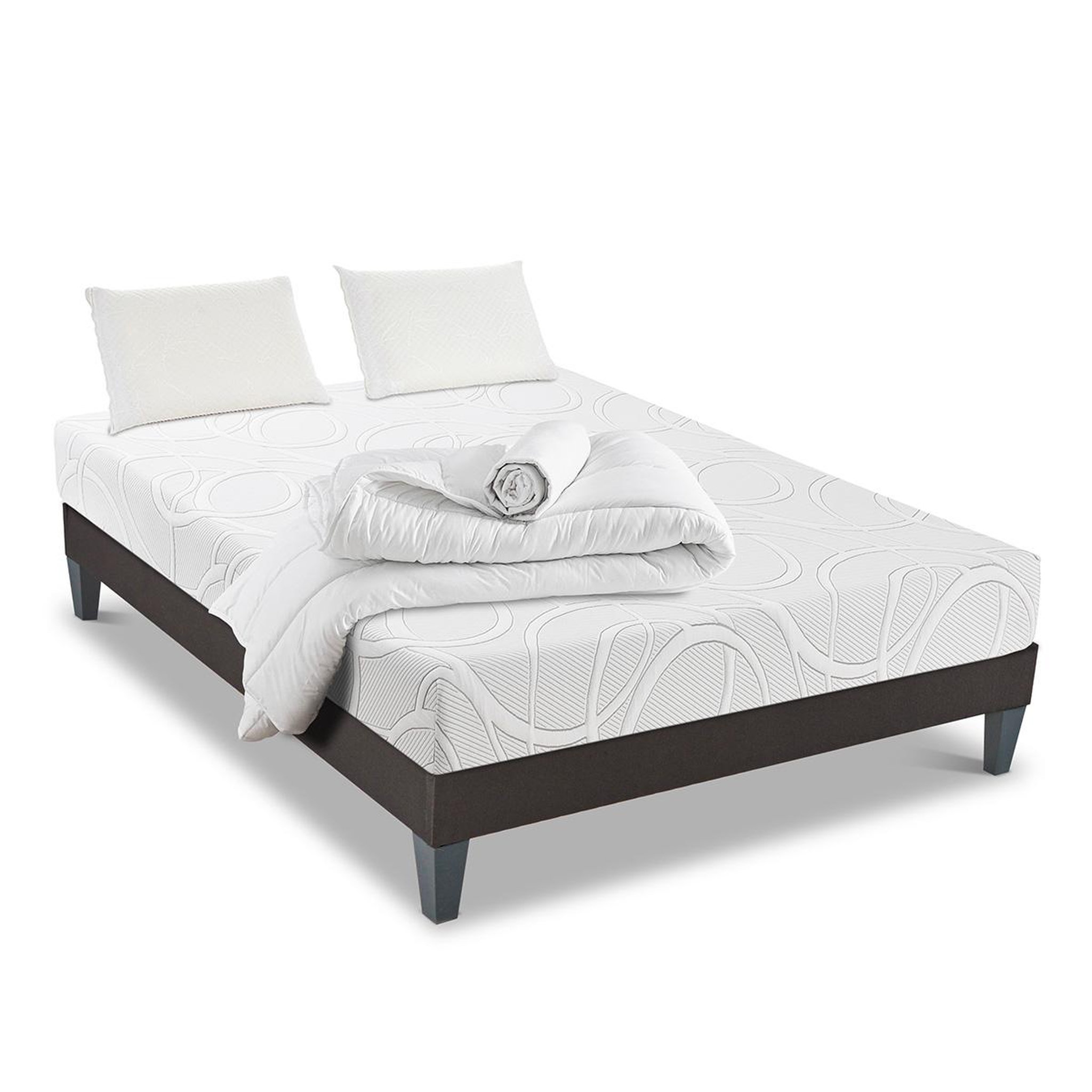 Voir la diapositive 3 : OLYMPE LITERIE Olympe literie | pack prêt à dormir eupraxie | matelas mémoire de forme + sommier + accessoires