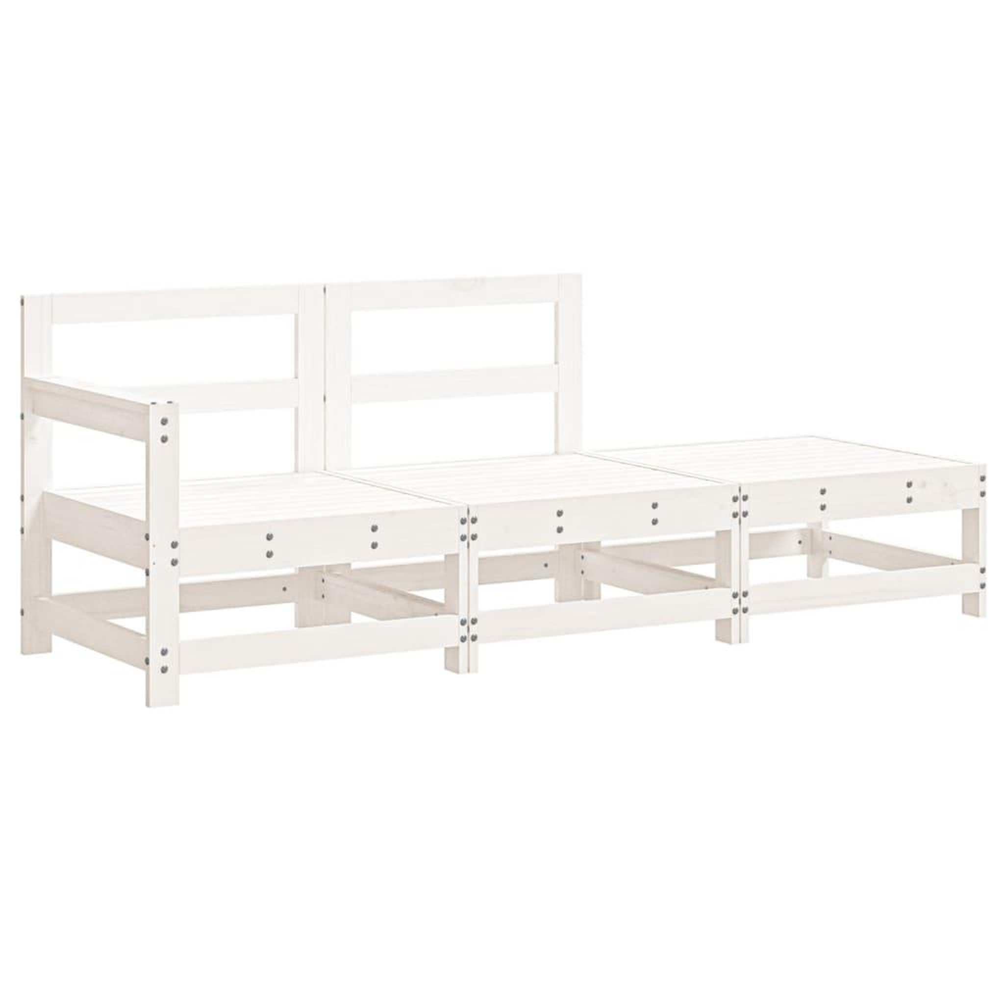 Voir la diapositive 4 : VIDAXL Salon de jardin 3 pcs avec coussins blanc bois massif