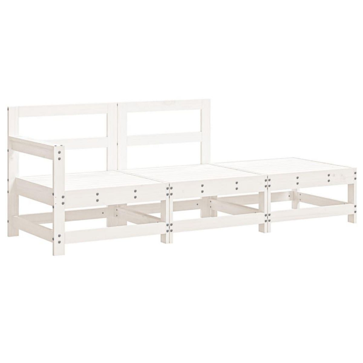 VIDAXL Salon de jardin 3 pcs avec coussins blanc bois massif