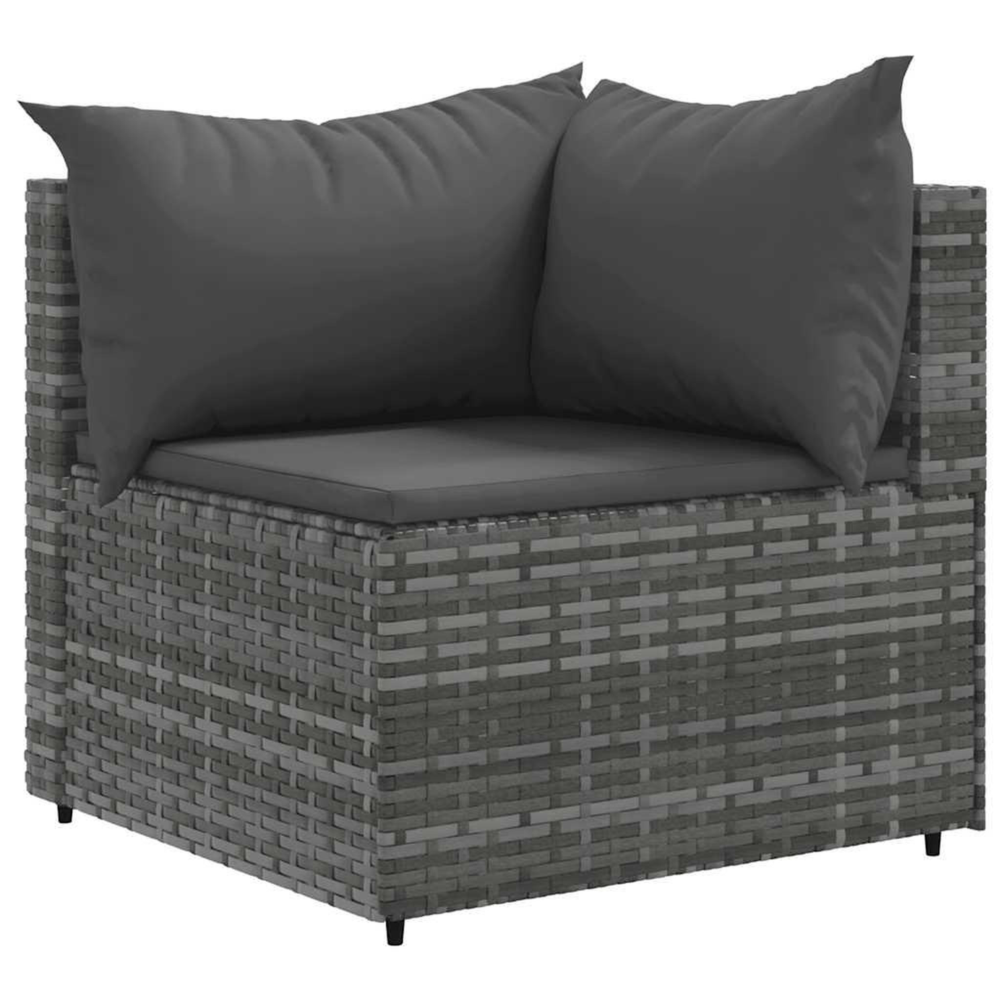 Voir la diapositive 4 : VIDAXL Salon de jardin 5 pcs avec coussins Gris Resine tressee