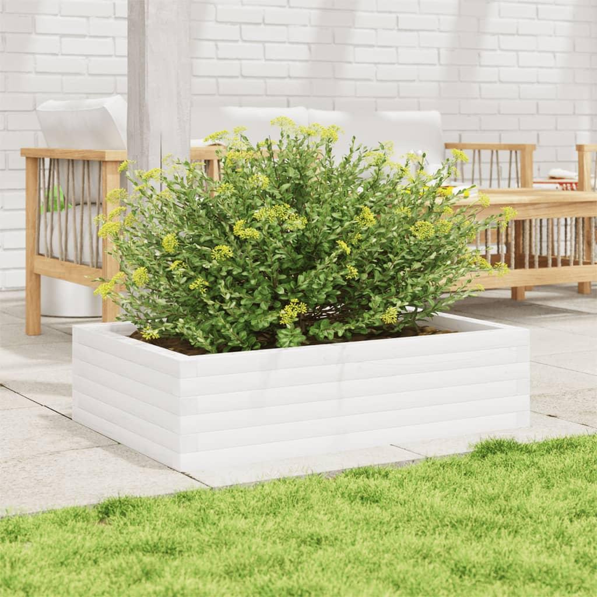 Voir la diapositive 3 : VIDAXL Jardiniere blanc 90x60x23 cm bois de pin massif
