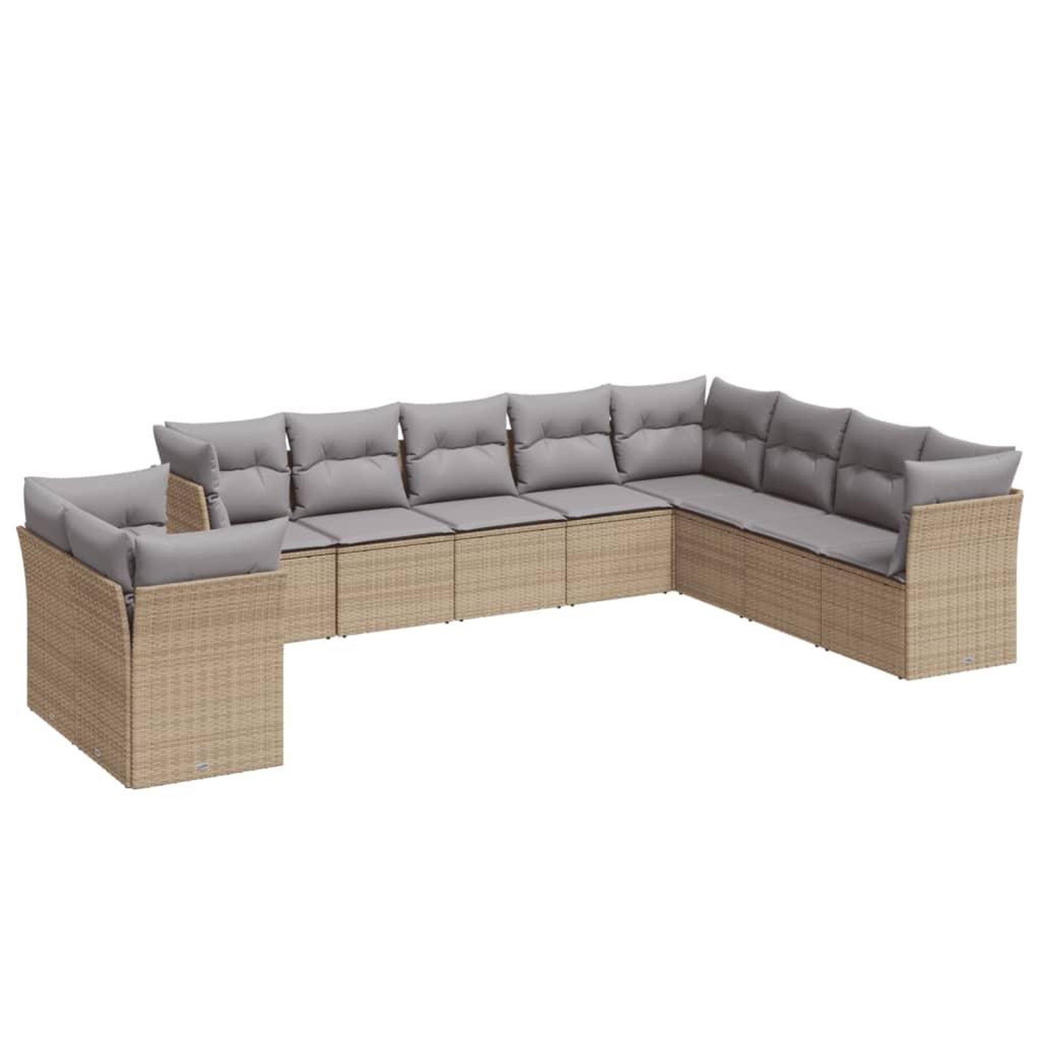 Voir la diapositive 2 : VIDAXL Salon de jardin avec coussins 10 pcs beige resine tressee