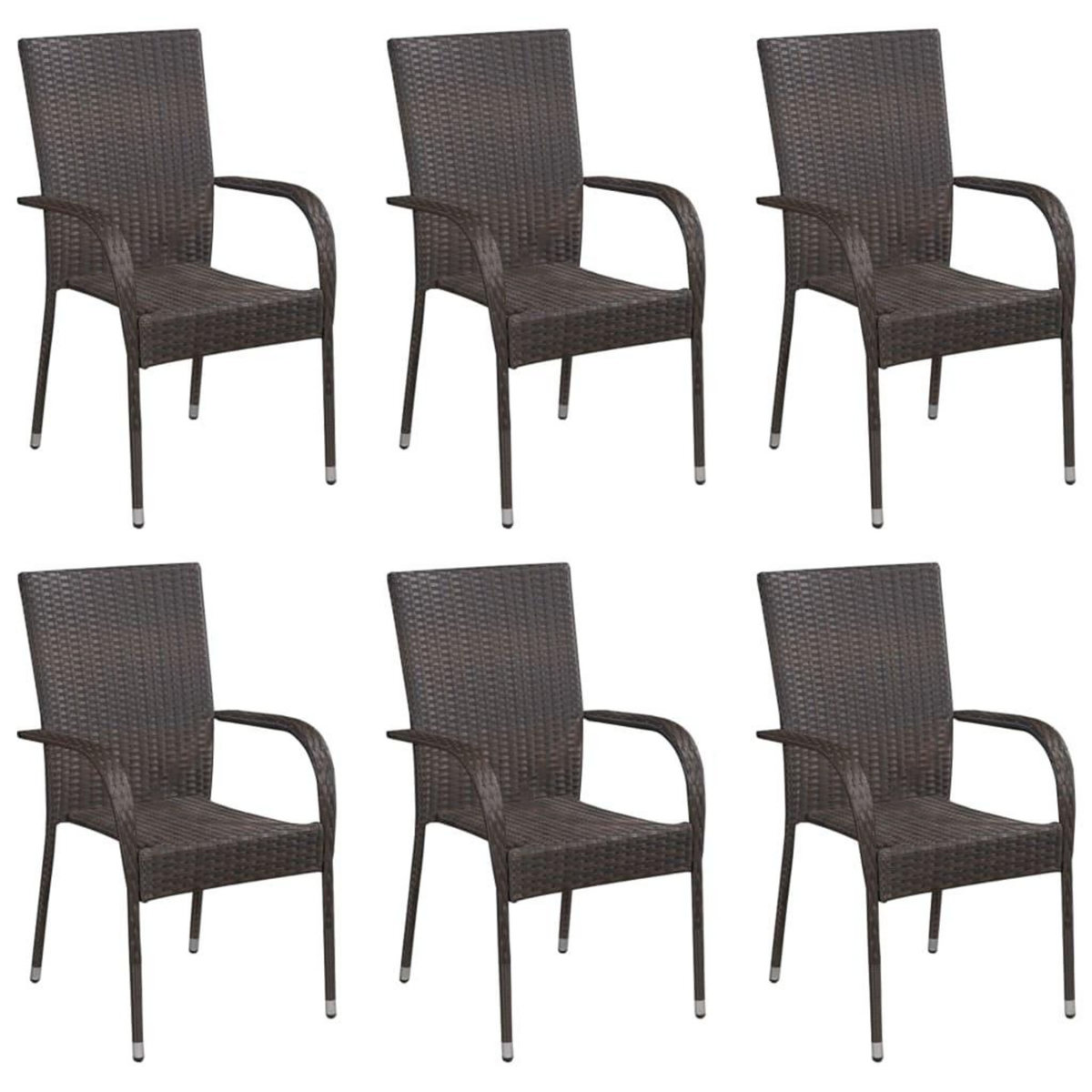 VIDAXL Ensemble a manger de jardin 7 pcs Marron Resine tressee