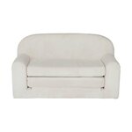 SWEEEK Canapé lit enfant en velours côtelé dépliable. couleur crème. L 90 x P 43 x H 51.5 cm