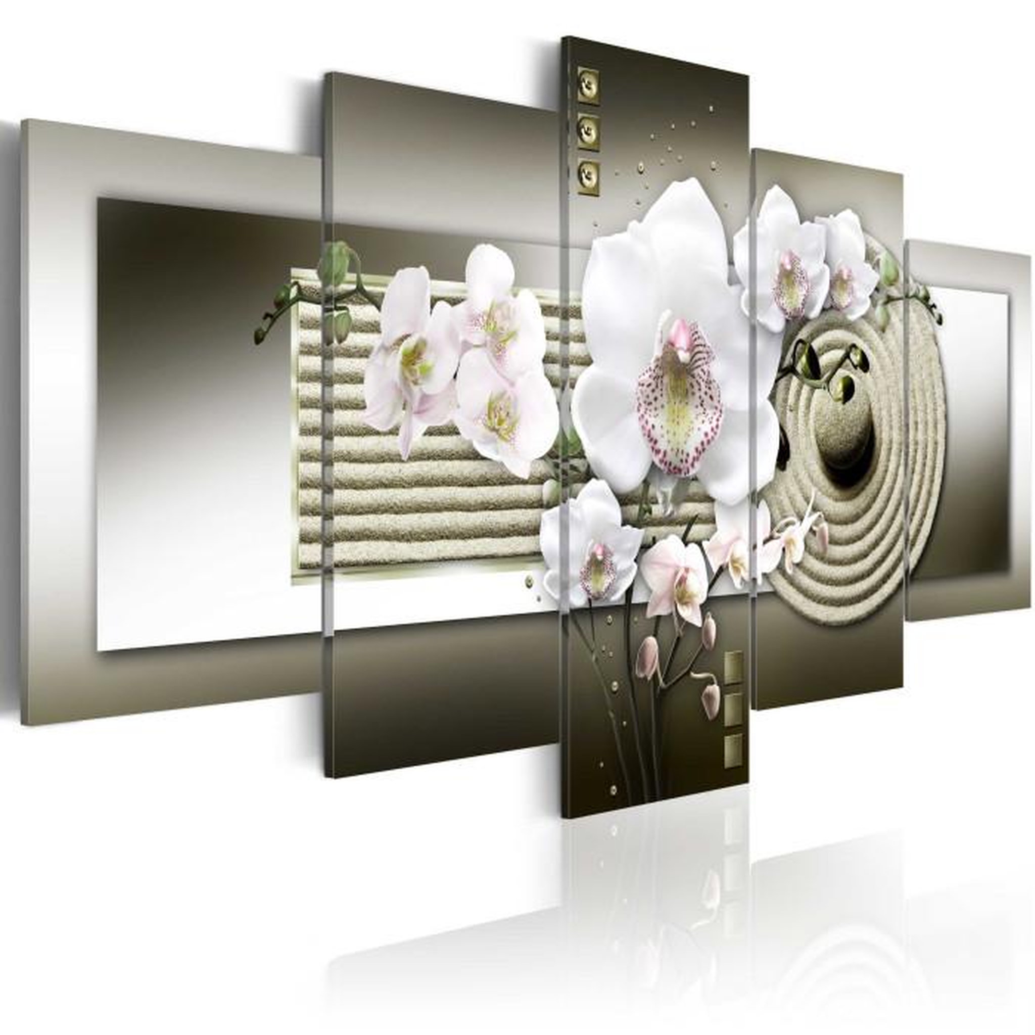 Paris Prix Tableau Imprimé  Orchid & Zen Garden in Grey. Coloris disponibles : Multicolore