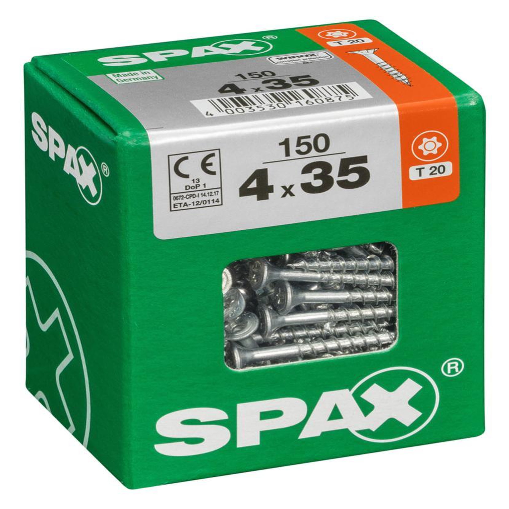 CENTRALE BRICO Lot de 150 vis acier tête fraisée torx SPAX, Diam.4 mm x L.35 mm