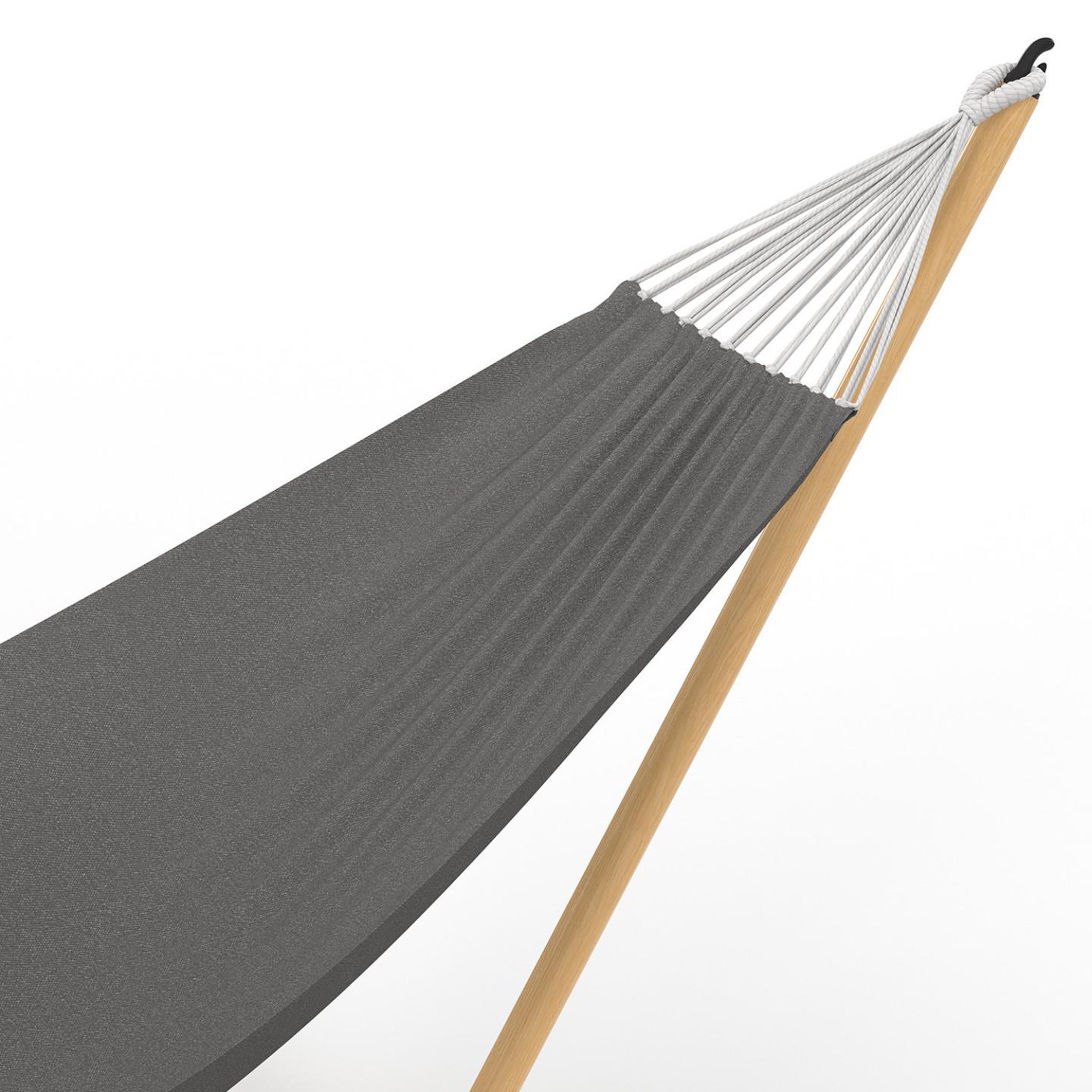 Voir la diapositive 5 : ID MARKET Hamac avec support métal effet bois et toile gris anthracite