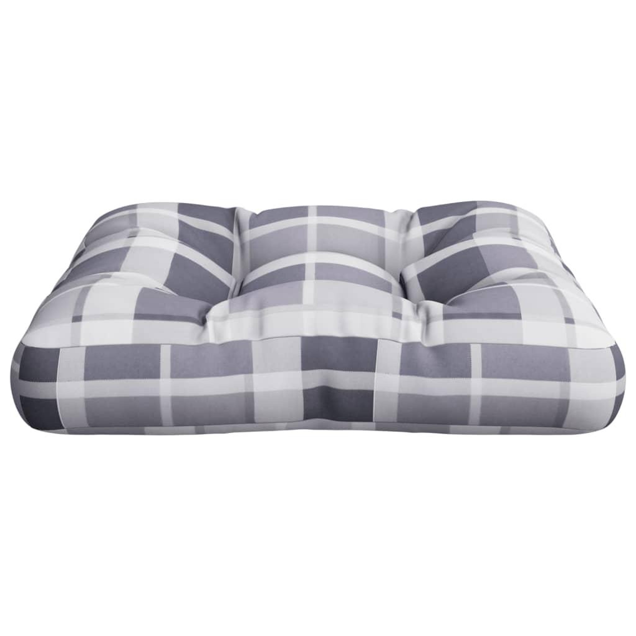Voir la diapositive 5 : VIDAXL Coussin de palette motif a carreaux gris 50x50x12 cm tissu