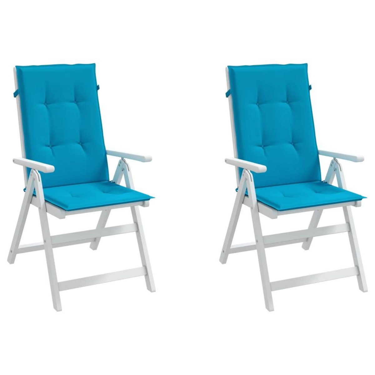 VIDAXL Coussins de chaise de jardin a dossier haut lot de 2 bleu tissu
