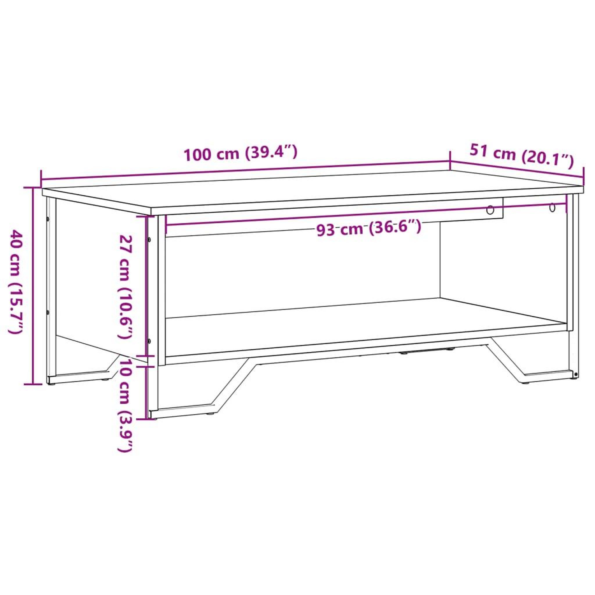 Voir la diapositive 6 : VIDAXL Table basse chene marron 100x51x40 cm bois d'ingenierie