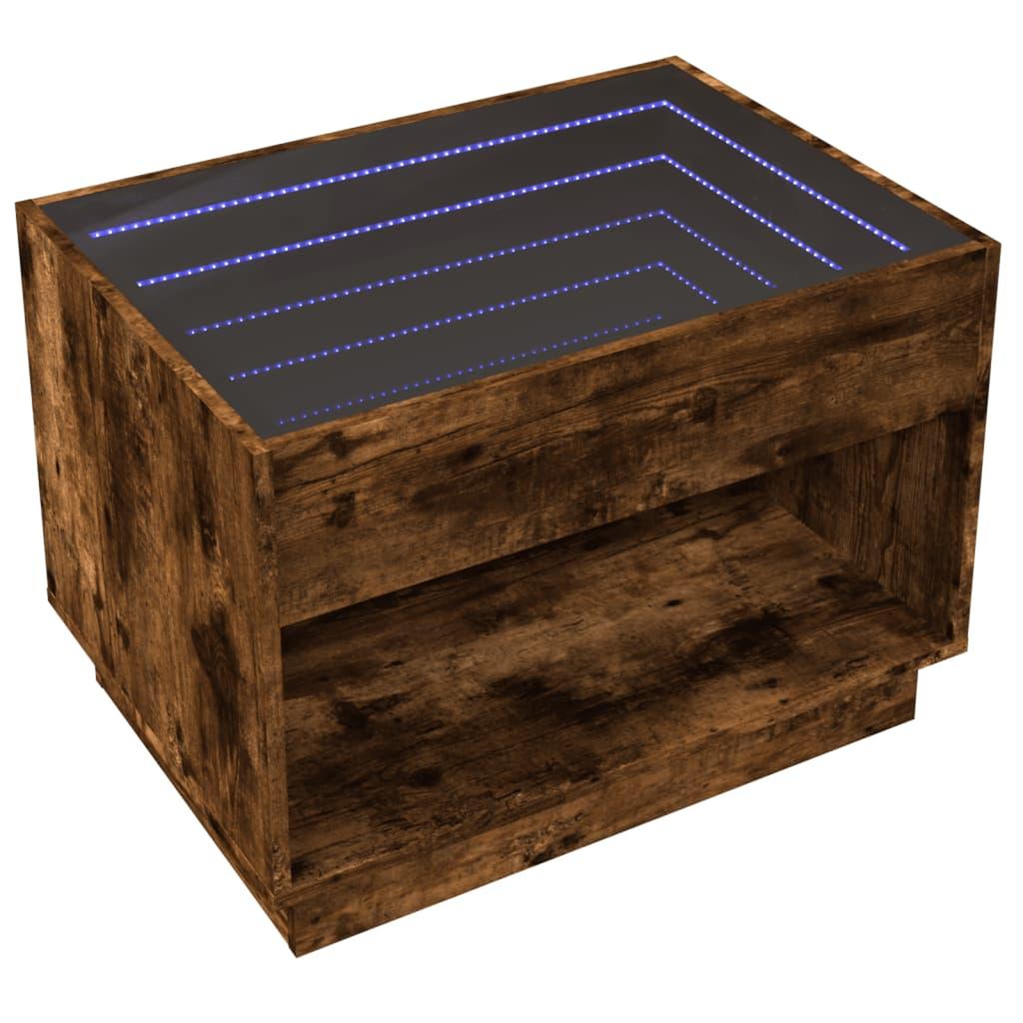 Voir la diapositive 5 : VIDAXL Table basse avec LED infini chene fume 70x50x50 cm