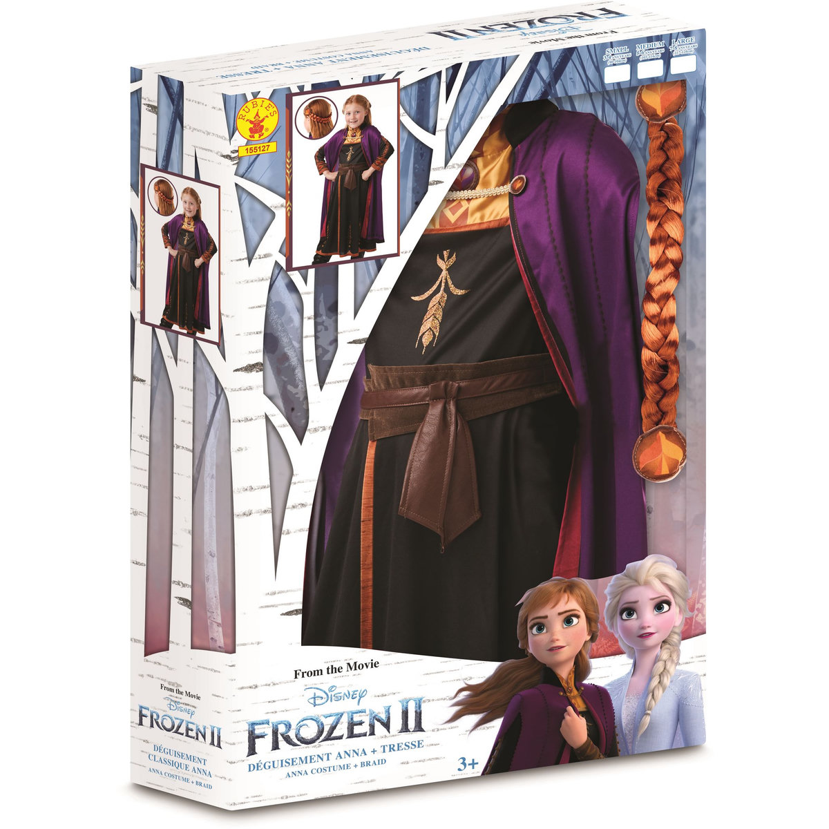 RUBIES Panoplie déguisement + tresse Anna taille 3/4 ans - La reine des neiges