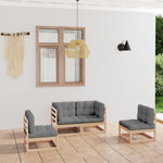 VIDAXL Salon de jardin 4 pcs avec coussins Bois de pin massif