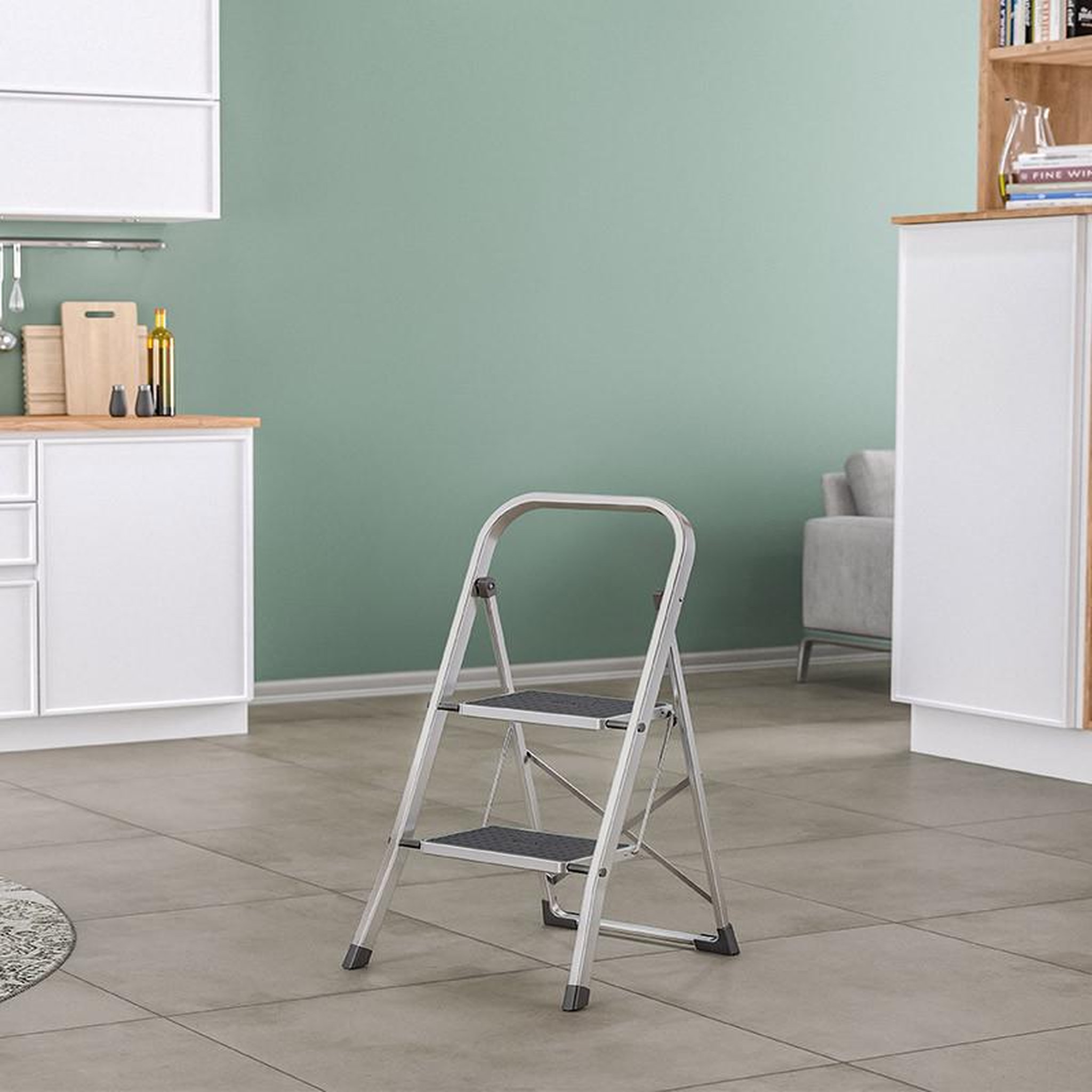 Voir la diapositive 2 : HAILO Marche pied 2 marches pliable antidérapant en aluminium hailo k30