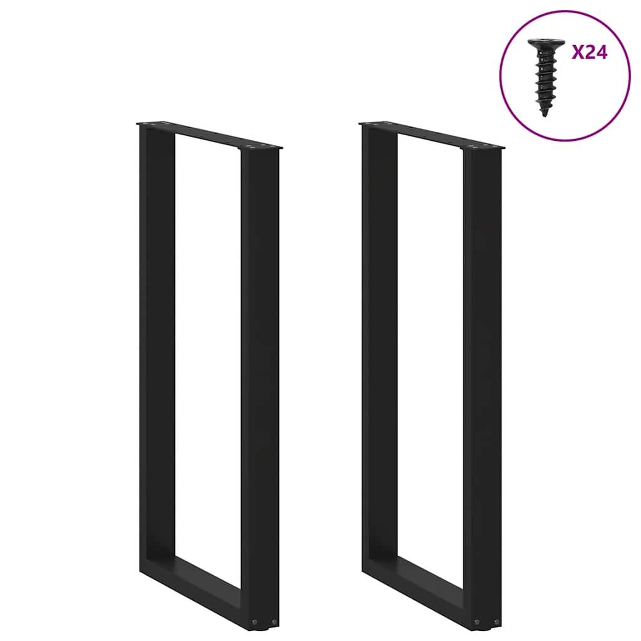 Voir la diapositive 3 : VIDAXL Pieds de table basse forme de U 2 pcs noir 60x(110-111)cm acier