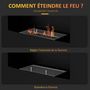 Voir la diapositive 6 : HOMCOM Cheminée bioéthanol encastrable design - 0,9L - 66 x 16 x 52 cm - acier inox. noir