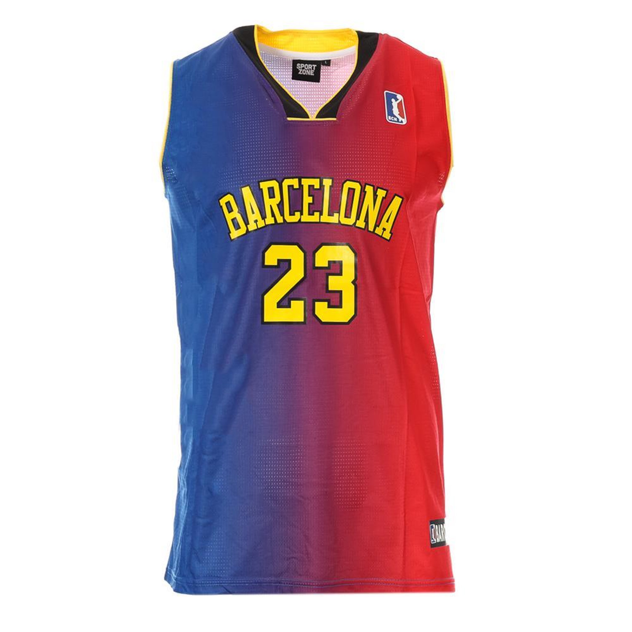 Voir la diapositive 1 : SPORTZONE Maillot de basket Rouge/Bleu Homme Sport Zone Barcelona