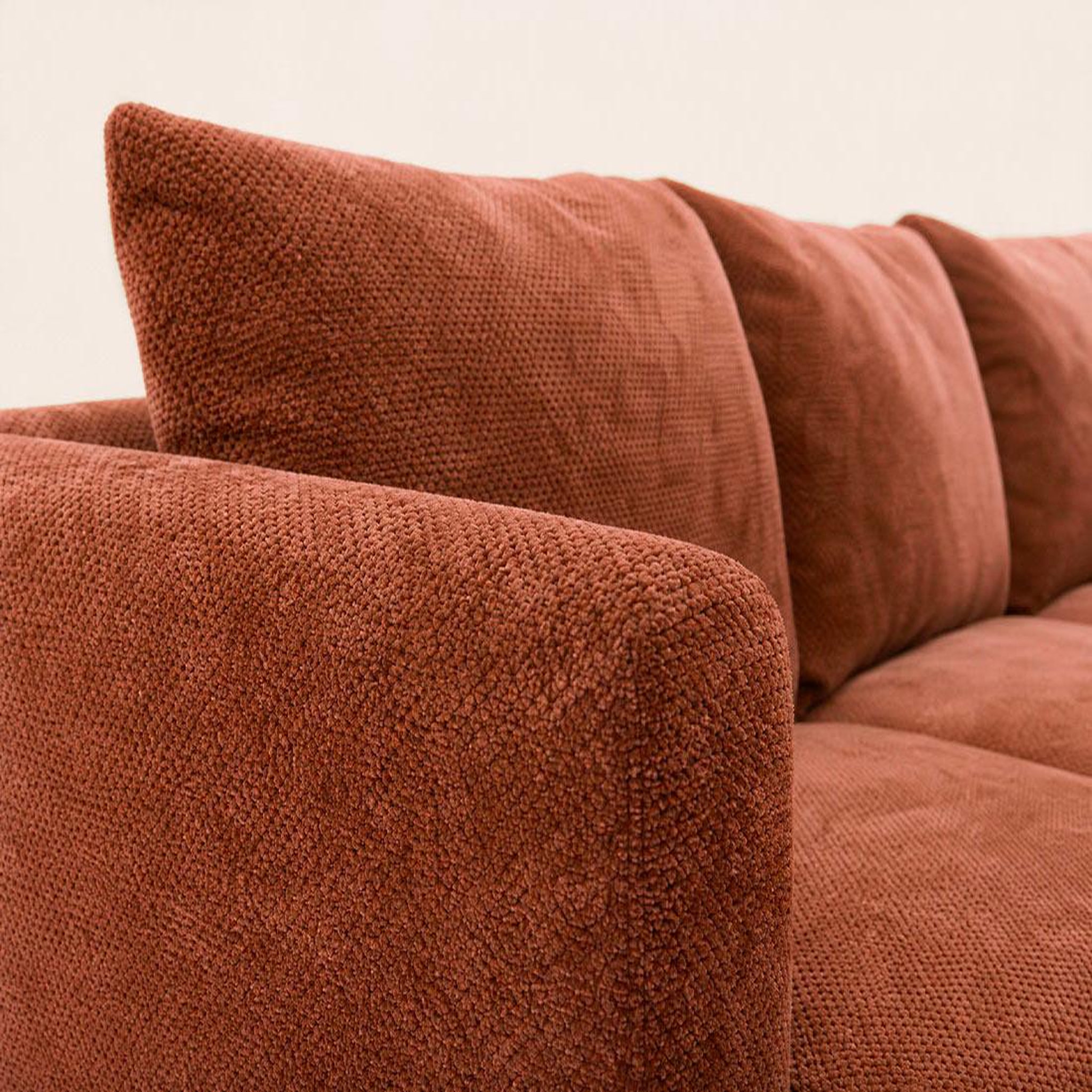 Voir la diapositive 4 : BEST MOBILIER Gabin - canapé d'angle droit 5 places en velours texturé