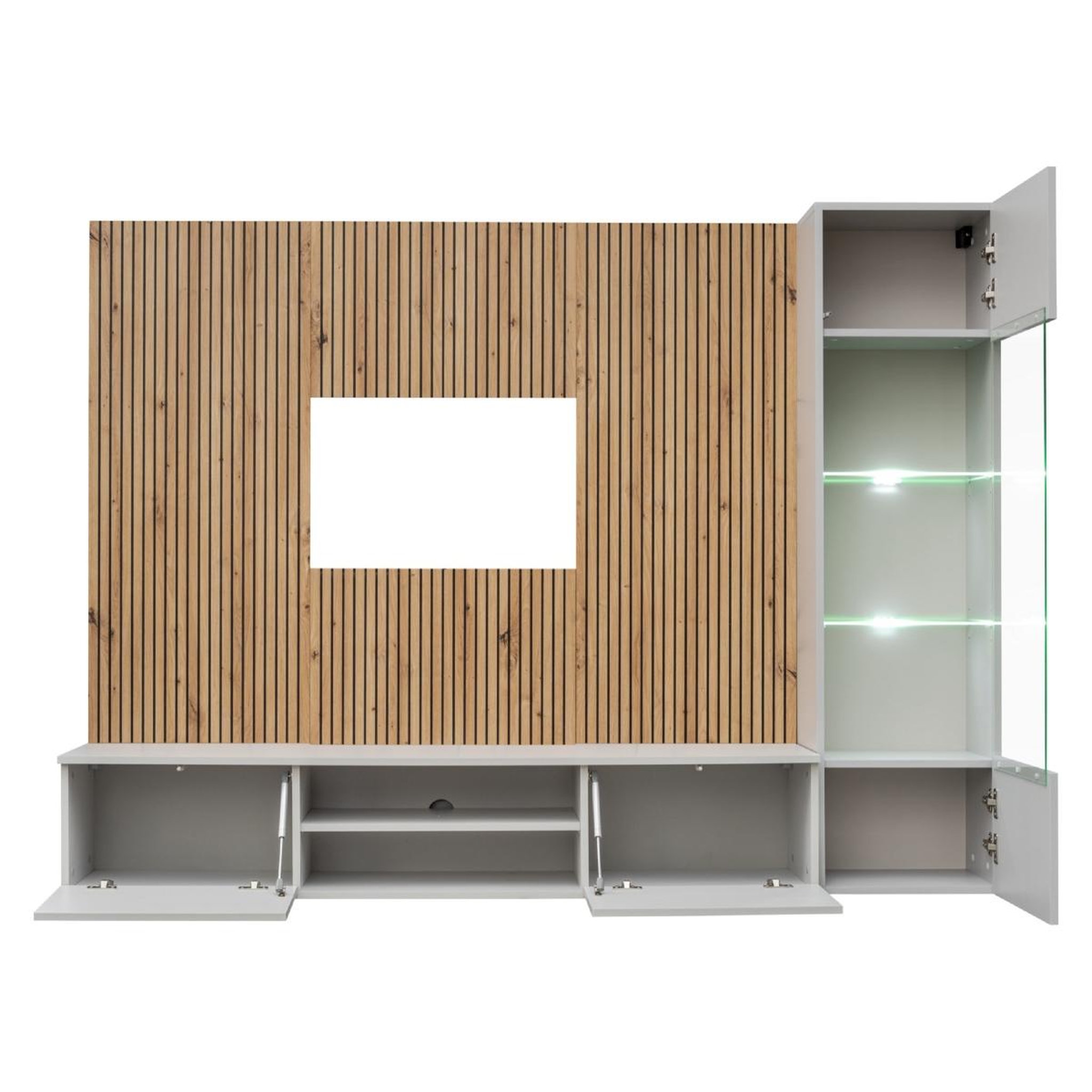 Voir la diapositive 3 : JLC KREATION Ensemble meuble tv mural suspendu bois et gris genes