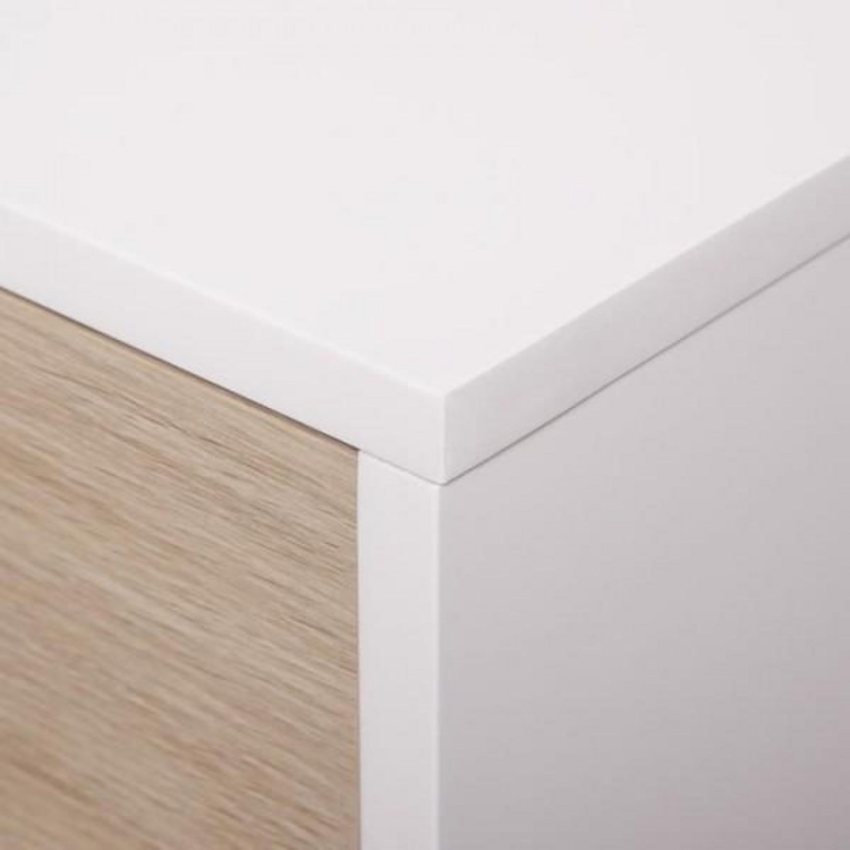 MARKET24 Commode KENT - 3 tiroirs - Chene et blanc - L 80 x P 40 x H 80,5 cm