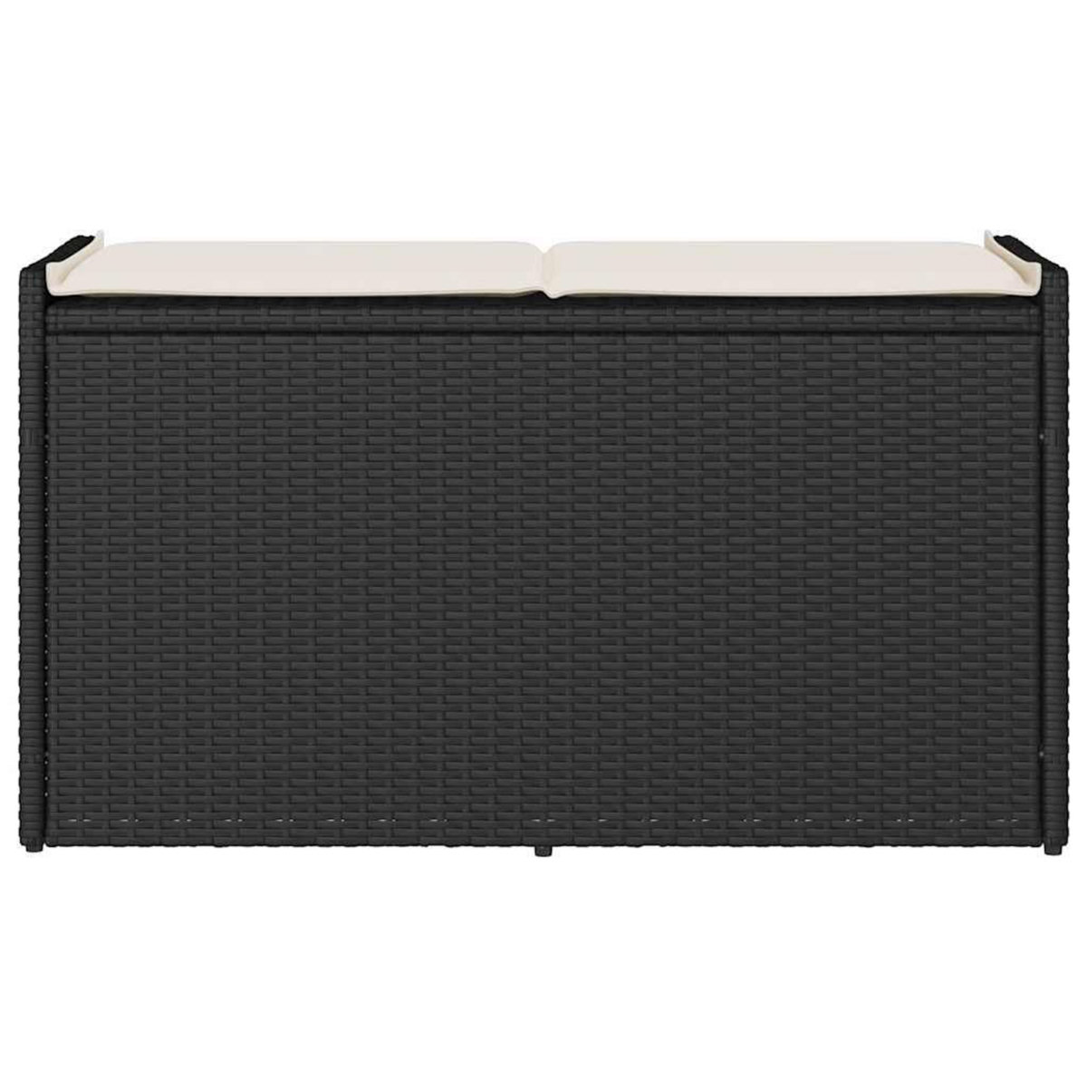 VIDAXL Banc de rangement exterieur coussin noir 100 cm resine tressee