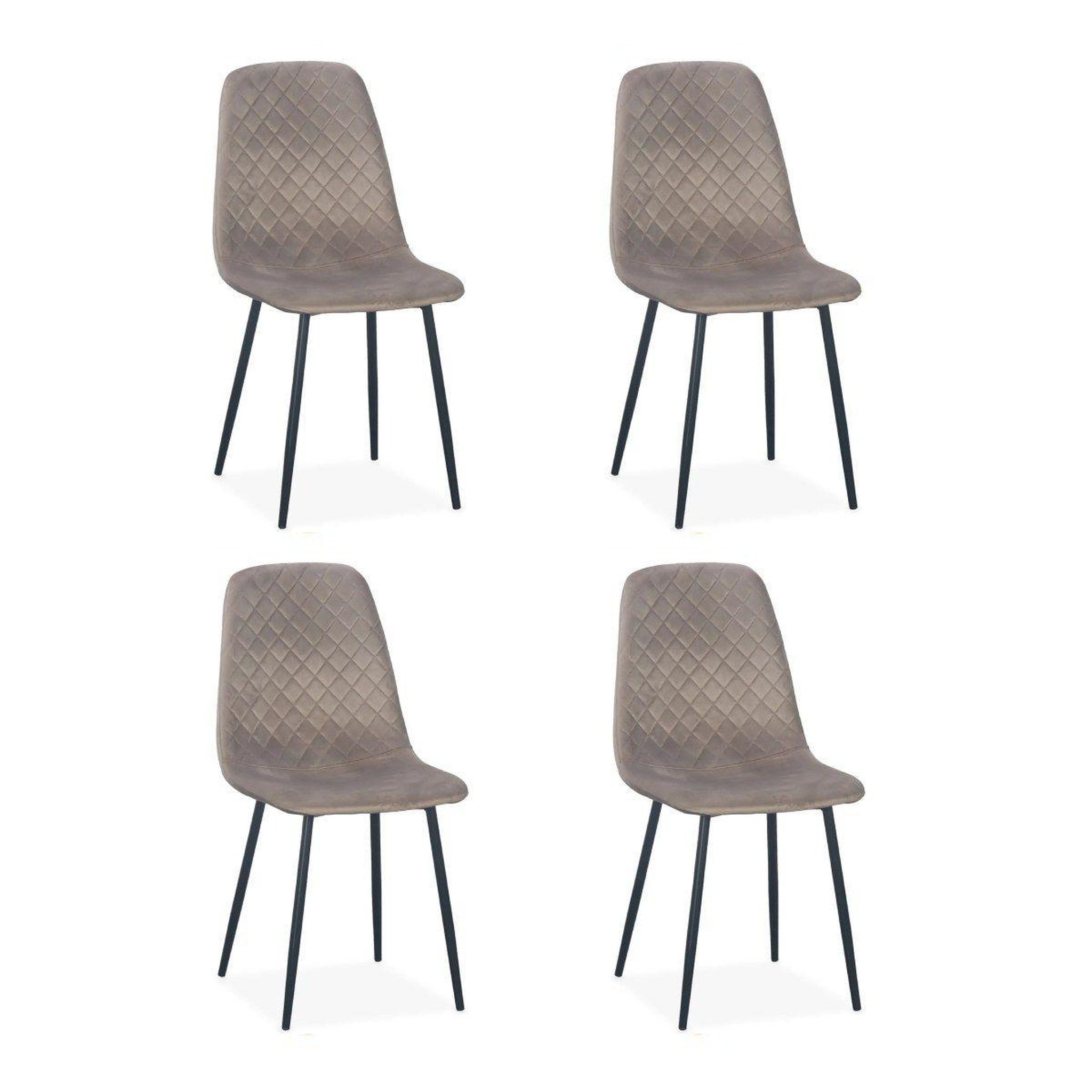 Paris Prix Lot de 4 chaises en velours  matelassées  88cm taupe