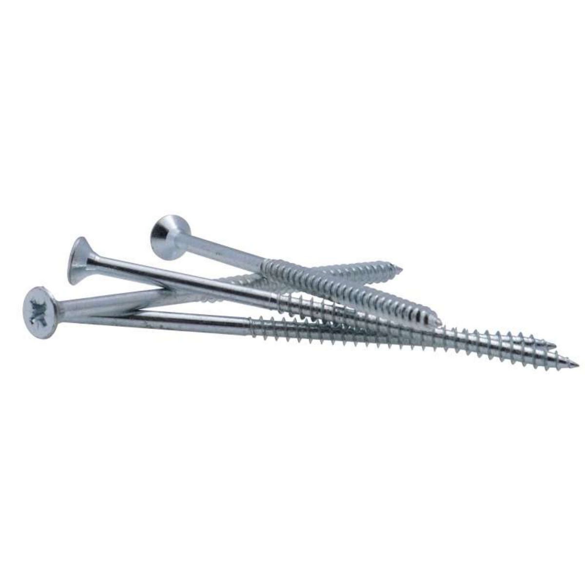  Vis à bois tête fraisée PZ zinguée Vissal filet total 6x140 mm  x4 vis