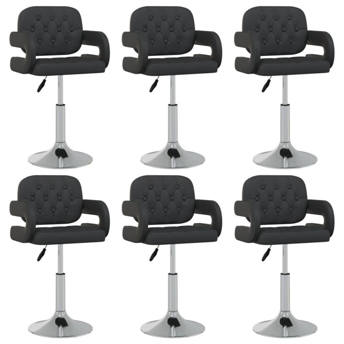 VIDAXL Chaises pivotantes a manger lot de 6 noir similicuir