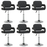 VIDAXL Chaises pivotantes a manger lot de 6 noir similicuir