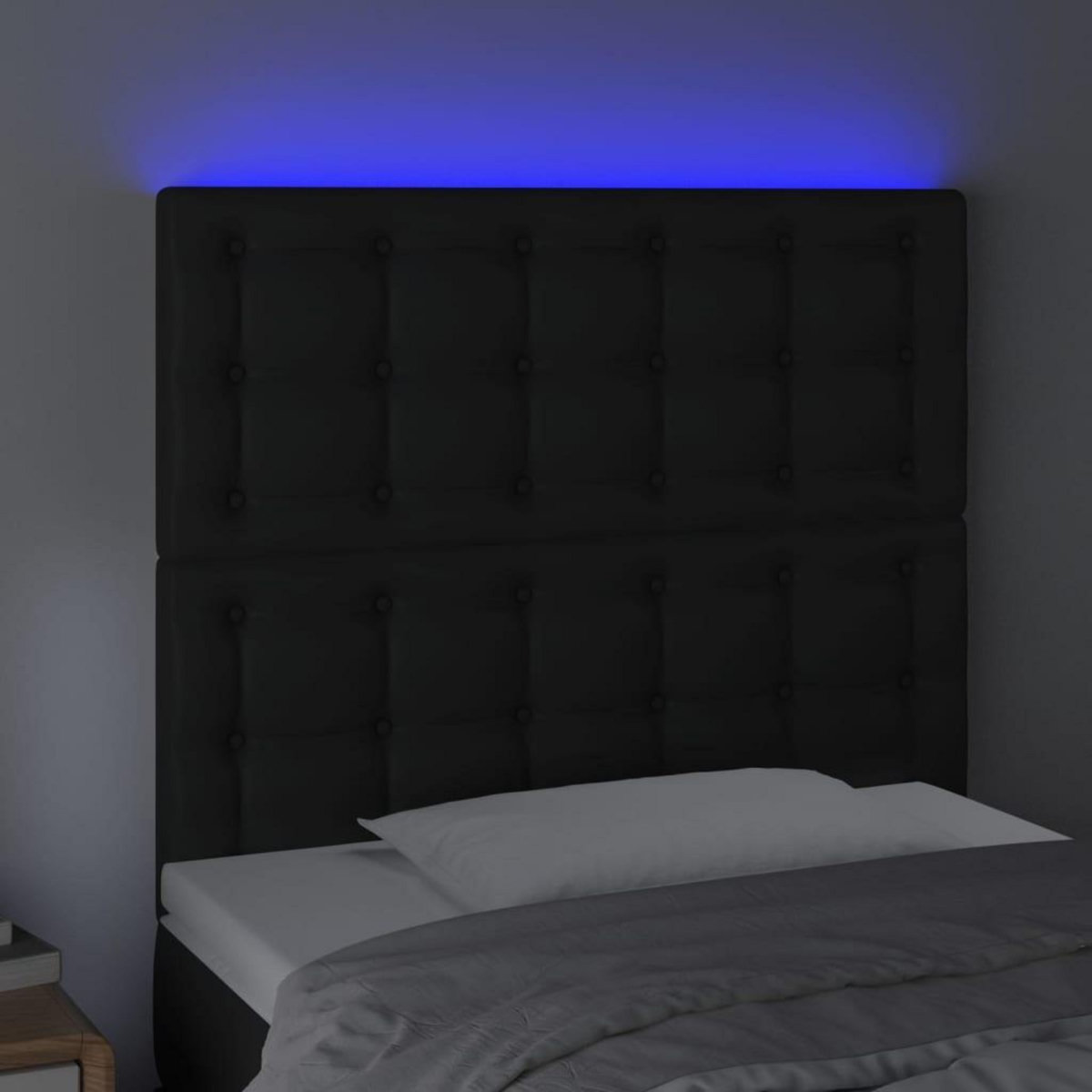 VIDAXL Tete de lit a LED Noir 90x5x118/128 cm Similicuir
